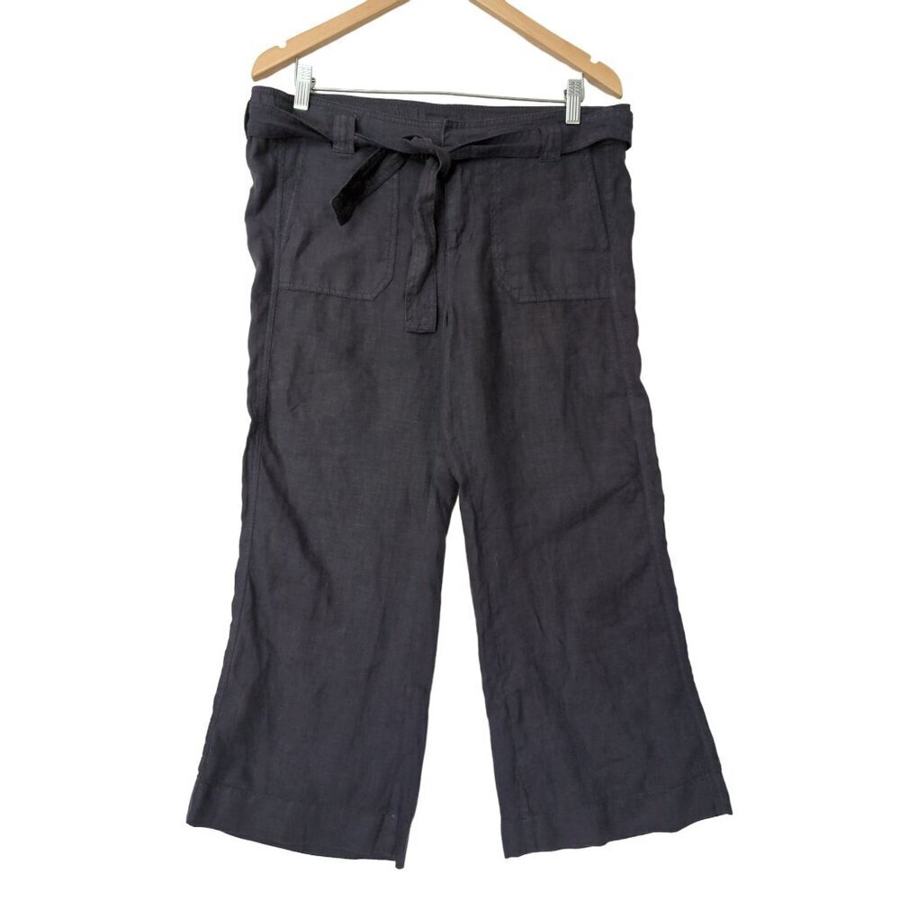 Caslon Wide Leg Linen Pants Womens XS Steel Blue Belted Pockets Casual Beach‎